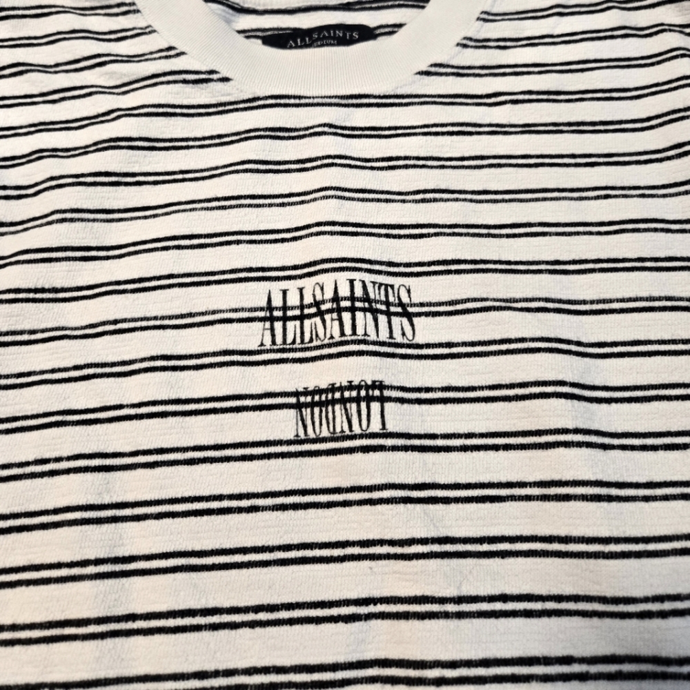 All Saints M Striped Graphic T Shirt